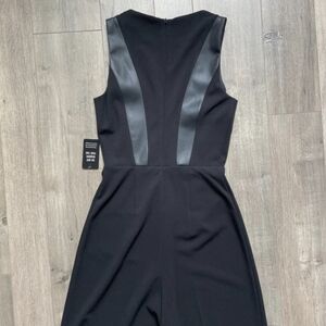 Sexy Express Black Sleeveless Faux Leather Jumpsuit